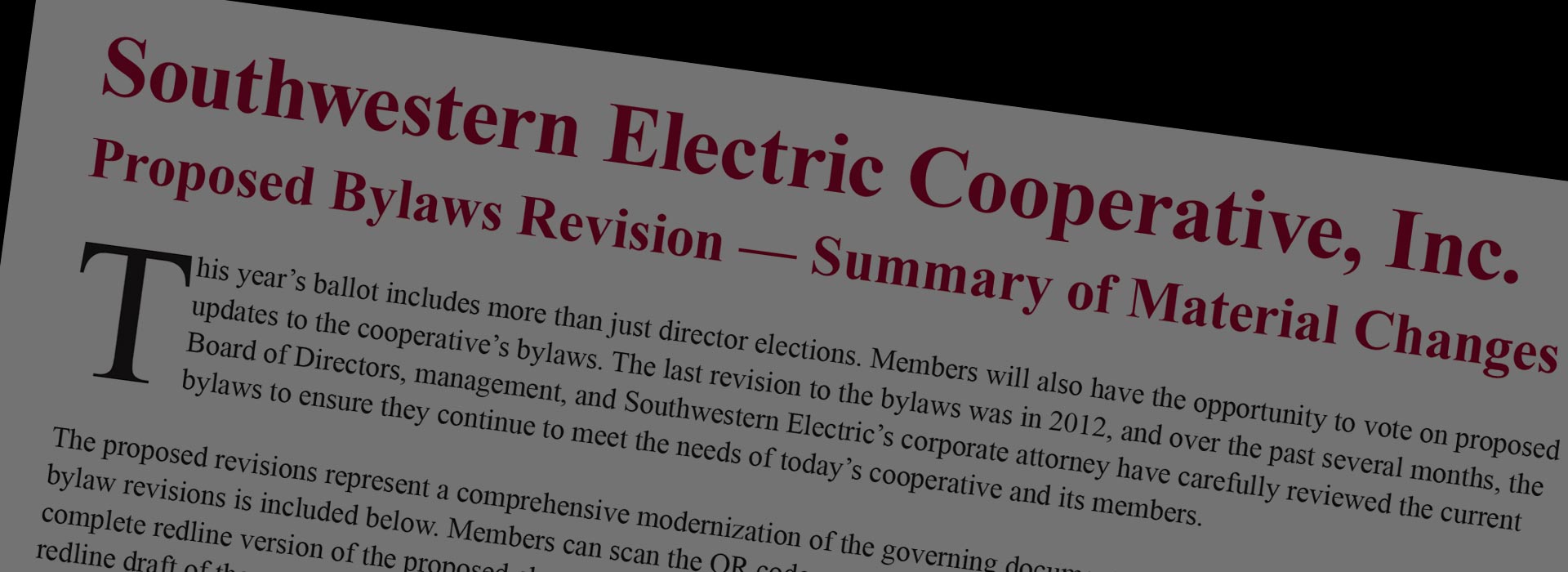 Proposed Bylaws Revision header